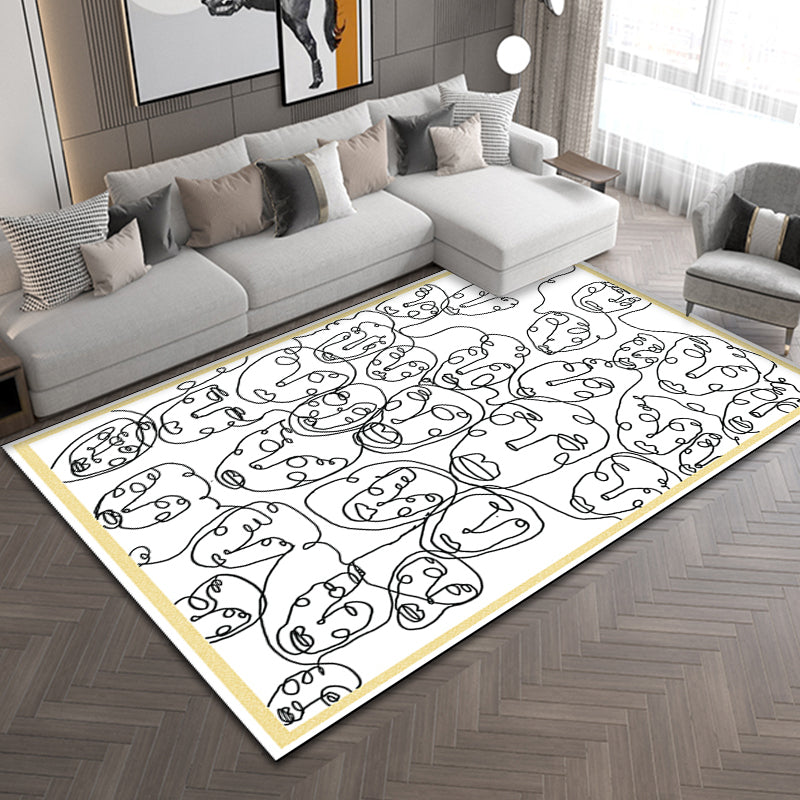 White Nordic Rug Polypropylene Face Pattern Rug Pet Friendly Washable Non-Slip Carpet for Study Clearhalo 'Area Rug' 'Rug' 1870731