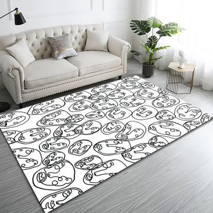 White Nordic Rug Polypropylene Face Pattern Rug Pet Friendly Washable Non-Slip Carpet for Study White Clearhalo 'Area Rug' 'Rug' 1870736
