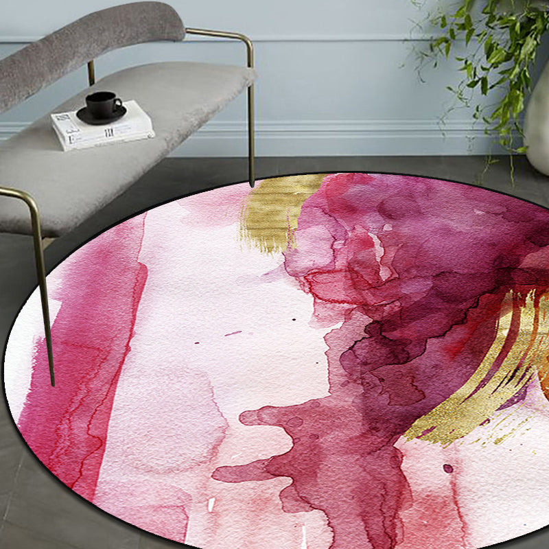 Modernist Study Rug Pink Watercolor Pattern Rug Polyester Washable Non-Slip Pet Friendly Area Rug - Clearhalo - 'Area Rug' - 'Rug' - 1897229