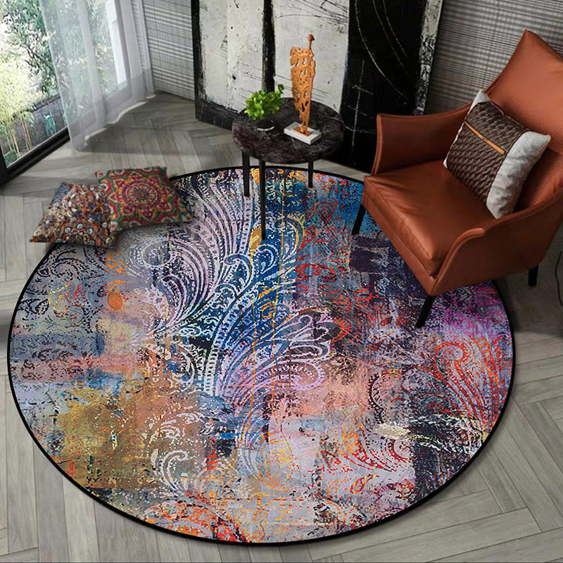 Unique Abstract Paisley Pattern Rug Multicoloured Modern Rug Polyester Washable Non-Slip Pet Friendly Area Carpet for Parlour Blue Clearhalo 'Area Rug' 'Rug' 1897244