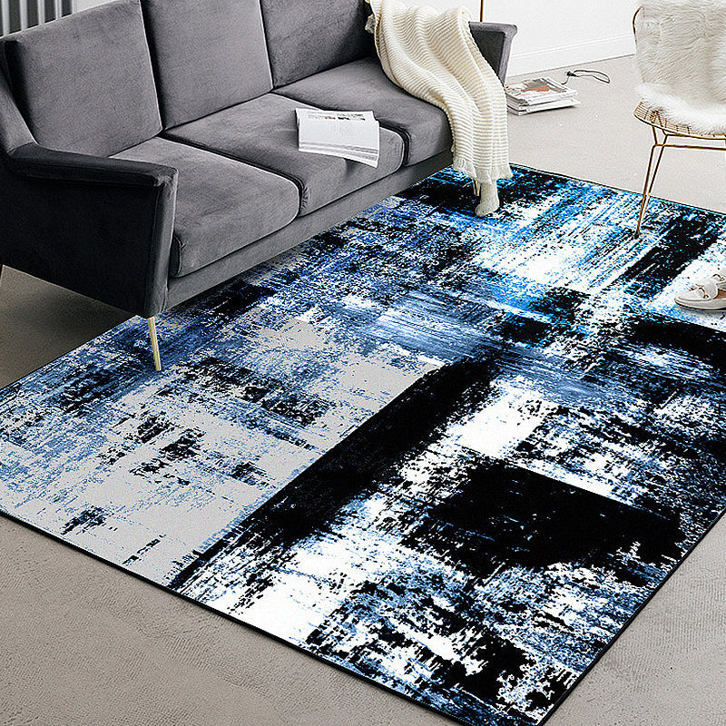 Multi-Color Living Room Rug Modernism Brushstroke Pattern Rug Polyester Machine Washable Non-Slip Backing Carpet - Black - Clearhalo - 'Area Rug' - 'Rug' - 1897260