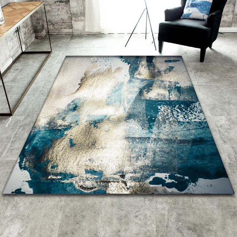 Minimalist Abstract Star Pattern Rug Blue Polyester Carpet Anti-Slip Pet Friendly Washable Indoor Rug for Decoration - Clearhalo - 'Area Rug' - 'Rug' - 1897270