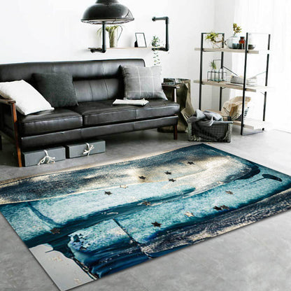 Minimalist Abstract Star Pattern Rug Blue Polyester Carpet Anti-Slip Pet Friendly Washable Indoor Rug for Decoration - Clearhalo - 'Area Rug' - 'Rug' - 1897278