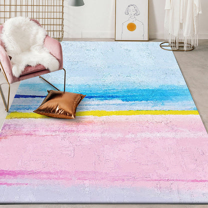 Modernist Parlour Rug Blue and Pink Abstract Rug Polyester Washable Non-Slip Pet Friendly Area Rug - Clearhalo - 'Area Rug' - 'Rug' - 1897284