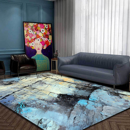 Aesthetic Abstract Watercolor Pattern Rug Blue Simplicity Rug Polyester Washable Non-Slip Pet Friendly Area Rug for Parlour - Clearhalo - 'Area Rug' - 'Rug' - 1897308