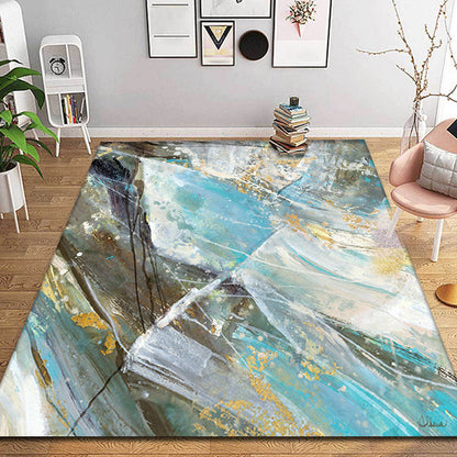 Aesthetic Abstract Watercolor Pattern Rug Blue Simplicity Rug Polyester Washable Non-Slip Pet Friendly Area Rug for Parlour - Sky Blue - Clearhalo - 'Area Rug' - 'Rug' - 1897310