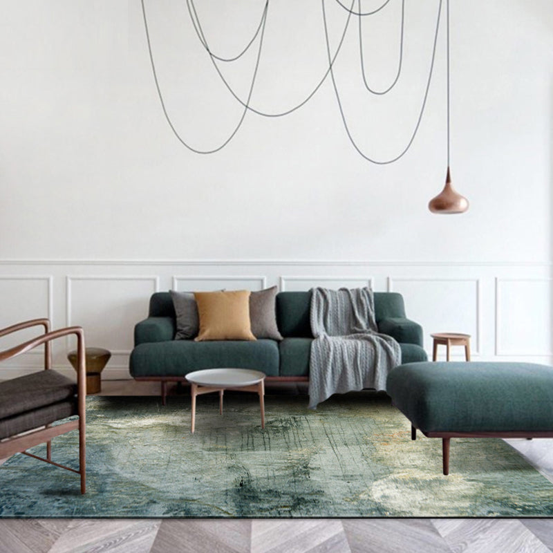 Green Modernism Rug Polyester Abstract Area Rug Pet Friendly Washable Non-Slip Area Rug for Bedroom - view 2