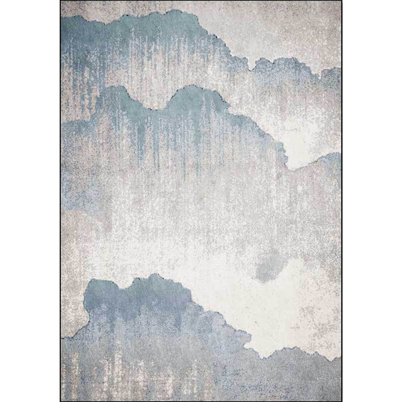 Industrial Bedroom Area Rug Grey Abstract Rug Polyester Washable Non-Slip Pet Friendly Area Rug