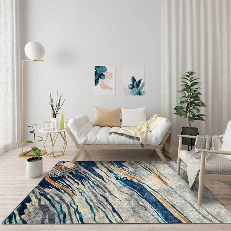 Unusual Multi-Color Industrial Rug Polyester Swirl Striped Pattern Carpet Washable Non-Slip Backing Pet Friendly Rug for Home Blue Clearhalo 'Area Rug' 'Rug' 1897402