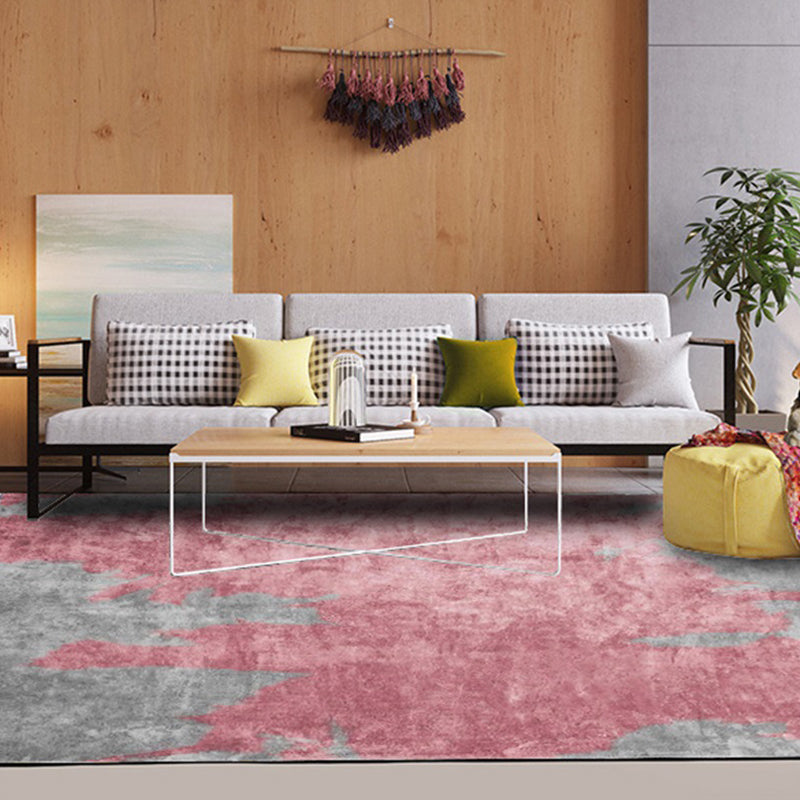 Simple Pink Industrial Rug Polyester Abstract Carpet Washable Non-Slip Backing Pet Friendly Rug for Parlor Pink Clearhalo 'Area Rug' 'Rug' 1897450
