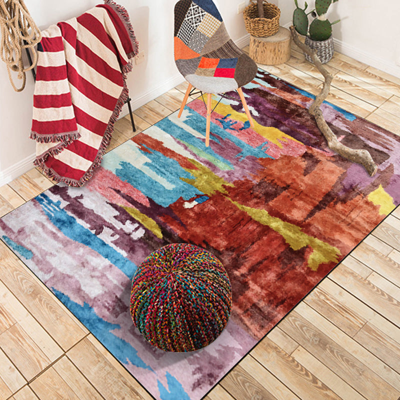 Unique Abstract Area Rug Multi Color Contemporary Rug Polyester Washable Non-Slip Pet Friendly Area Carpet for Parlour Red Clearhalo 'Area Rug' 'Rug' 1897458