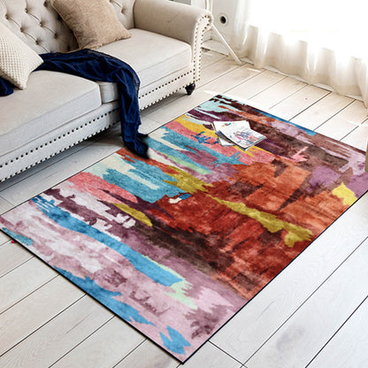 Unique Abstract Area Rug Multi Color Contemporary Rug Polyester Washable Non-Slip Pet Friendly Area Carpet for Parlour Clearhalo 'Area Rug' 'Rug' 1897459