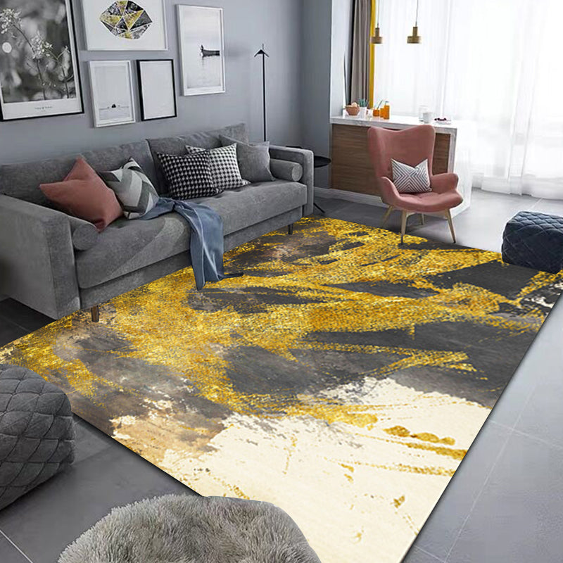 Modernism Abstract Rug Gold Polyester Carpet Anti-Slip Pet Friendly Washable Rug for Sitting Room - Clearhalo - 'Area Rug' - 'Rug' - 1897493