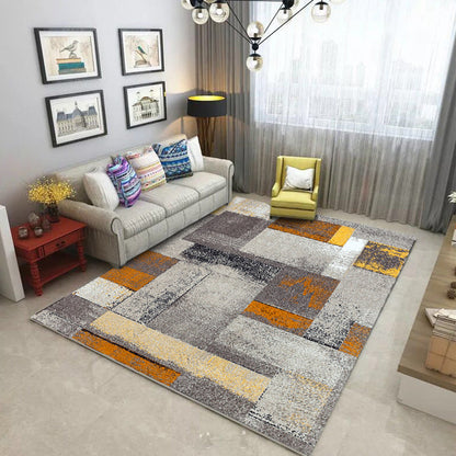 Industrial Sitting Room Rug Abstract Rug Polyester Machine Washable Non-Slip Backing Pet Friendly Area Rug