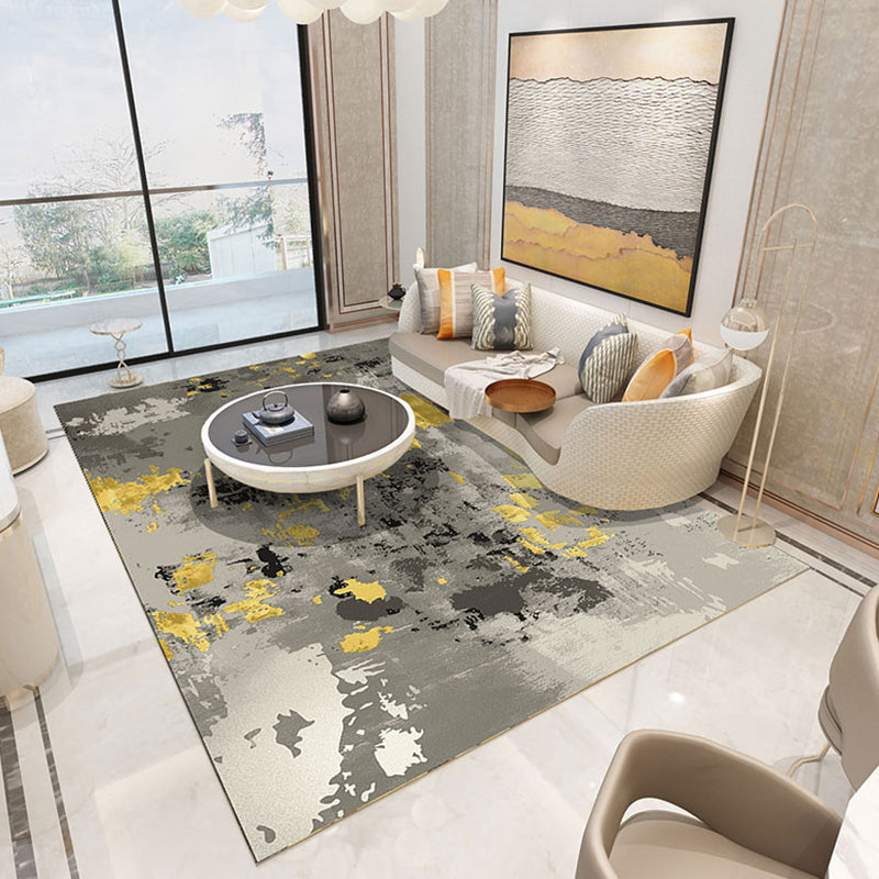 Funky Abstract Area Rug Multi Color Contemporary Rug Polyester Washable Non-Slip Pet Friendly Area Carpet for