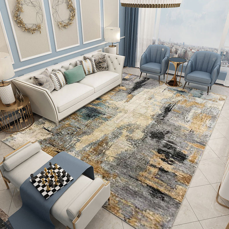 Funky Abstract Area Rug Multi Color Contemporary Rug Polyester Washable Non-Slip Pet Friendly Area Carpet for - view 2