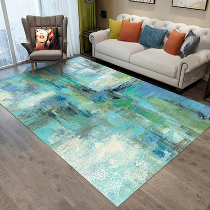 Multi-Color Sitting Room Rug Industrial Abstract Rug Polyester Machine Washable Non-Slip Backing Area Rug - Green - Clearhalo - 'Area Rug' - 'Rug' - 1897543