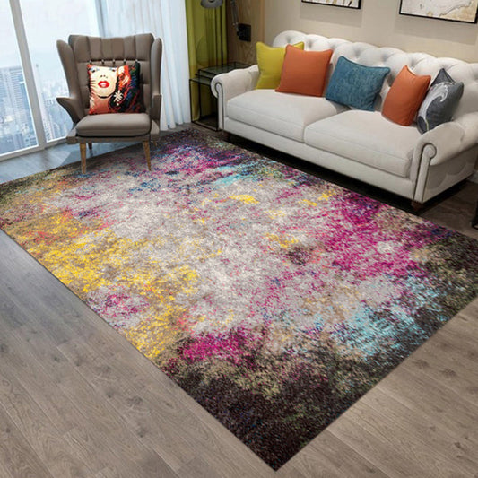 Multi-Color Sitting Room Rug Industrial Abstract Rug Polyester Machine Washable Non-Slip Backing Area Rug - Purple - Clearhalo - 'Area Rug' - 'Rug' - 1897551