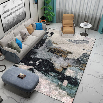 Industrial Abstractive Pattern Rug Multicolor Polyester Carpet Non-Slip Washable Pet Friendly Rug for Sitting Room