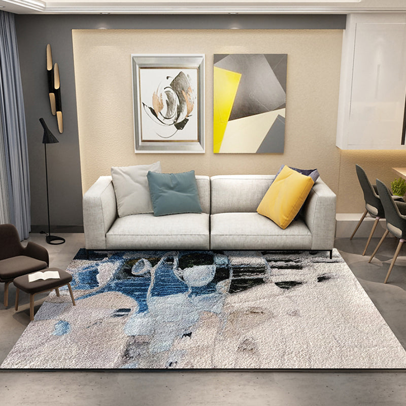 Industrial Abstractive Pattern Rug Multicolor Polyester Carpet Non-Slip Washable Pet Friendly Rug for Sitting