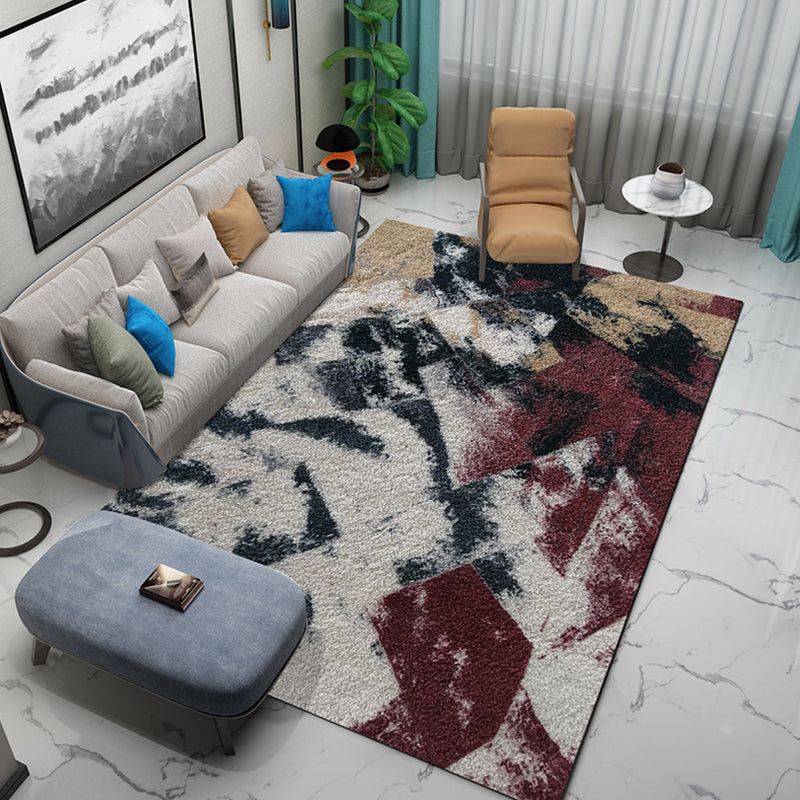 Industrial Abstractive Pattern Rug Multicolor Polyester Carpet Non-Slip Washable Pet Friendly Rug for Sitting Room