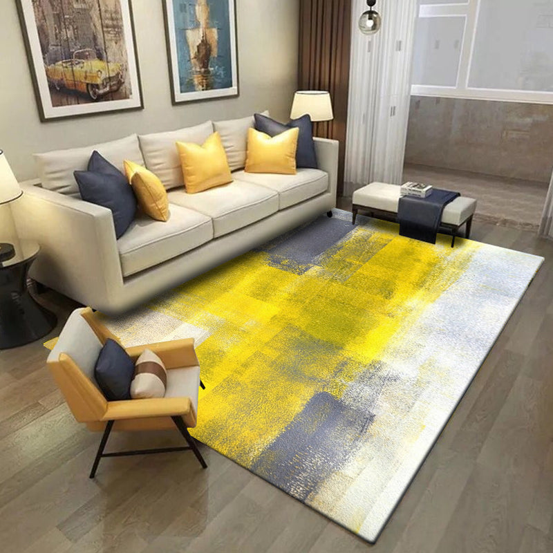 Simplicity Parlour Rug Brushstroke Pattern Rug Polyester Machine Washable Non-Slip Backing Pet Friendly Area Rug Dark Yellow Clearhalo 'Area Rug' 'Rug' 1897568