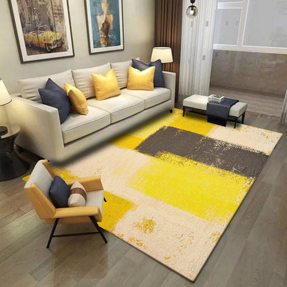 Simplicity Parlour Rug Brushstroke Pattern Rug Polyester Machine Washable Non-Slip Backing Pet Friendly Area Rug Yellow Clearhalo 'Area Rug' 'Rug' 1897569