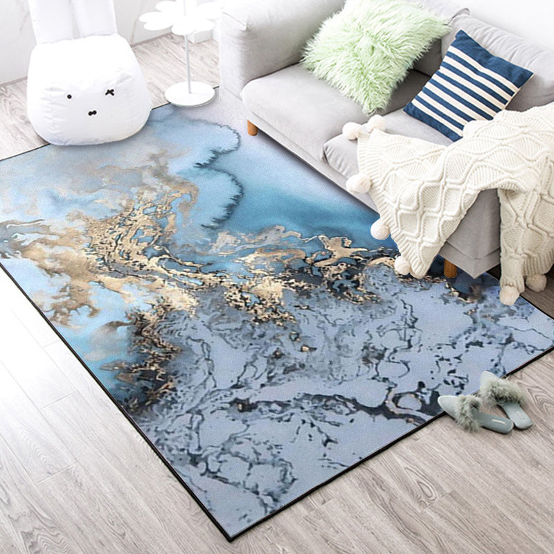 Casual Industrial Area Rug Polyester Abstract Watercolor Pattern Carpet Washable Pet Friendly Carpet for Parlour