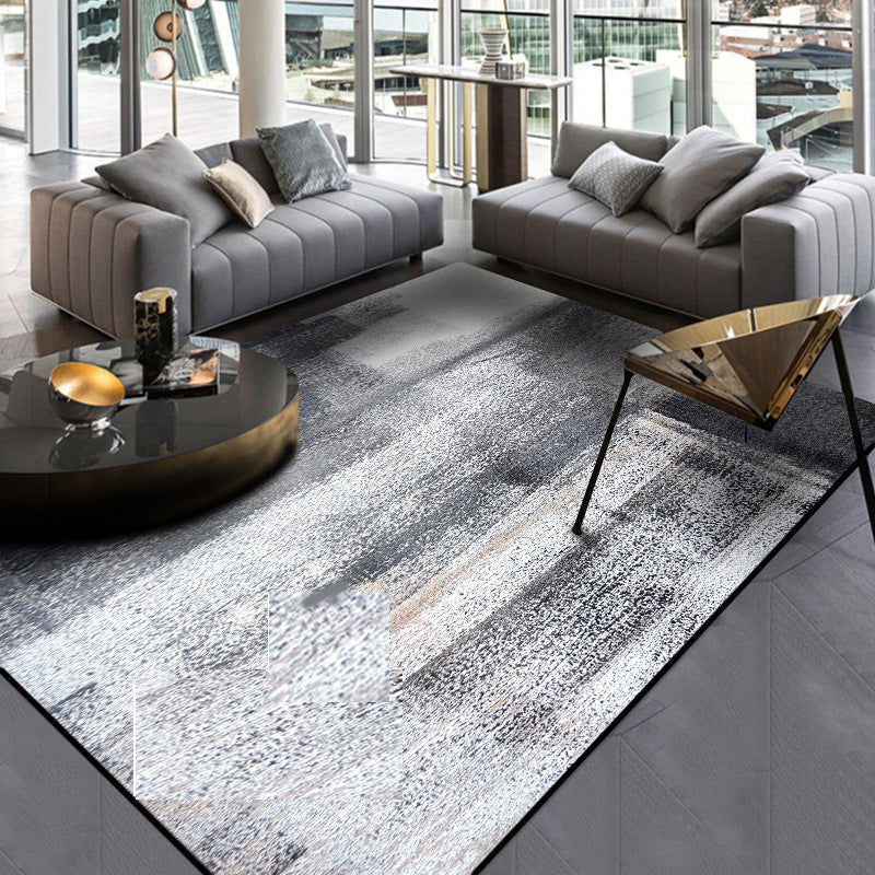 Unique Abstract Rug Contemporary Rug Polyester Washable Non-Slip Pet Friendly Area Carpet for Living Room Gloss Black Clearhalo 'Area Rug' 'Modern' 'Rugs' Rug' 1897584_1d9bcce9-7dbb-41fd-81de-4c9775713de0