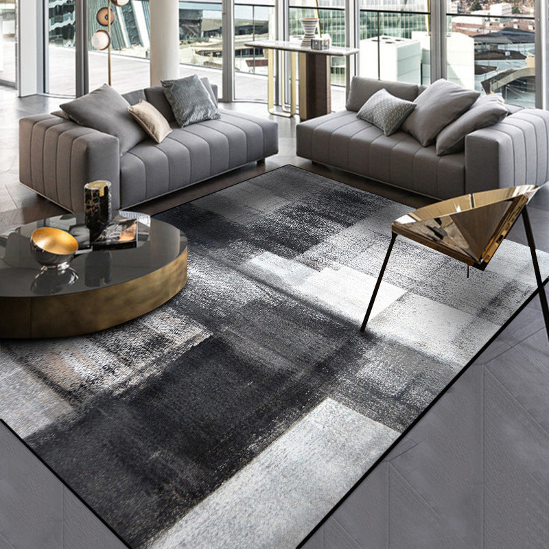 Unique Abstract Rug Contemporary Rug Polyester Washable Non-Slip Pet Friendly Area Carpet for Living Room Black Clearhalo 'Area Rug' 'Modern' 'Rugs' Rug' 1897585