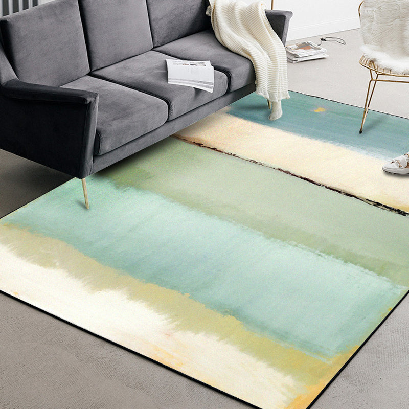 Multi-Colored Industrial Rug Polyester Watercolor Pattern Rug Pet Friendly Washable Non-Slip Carpet for Bedroom - Green - Clearhalo - 'Area Rug' - 'Rug' - 1897595