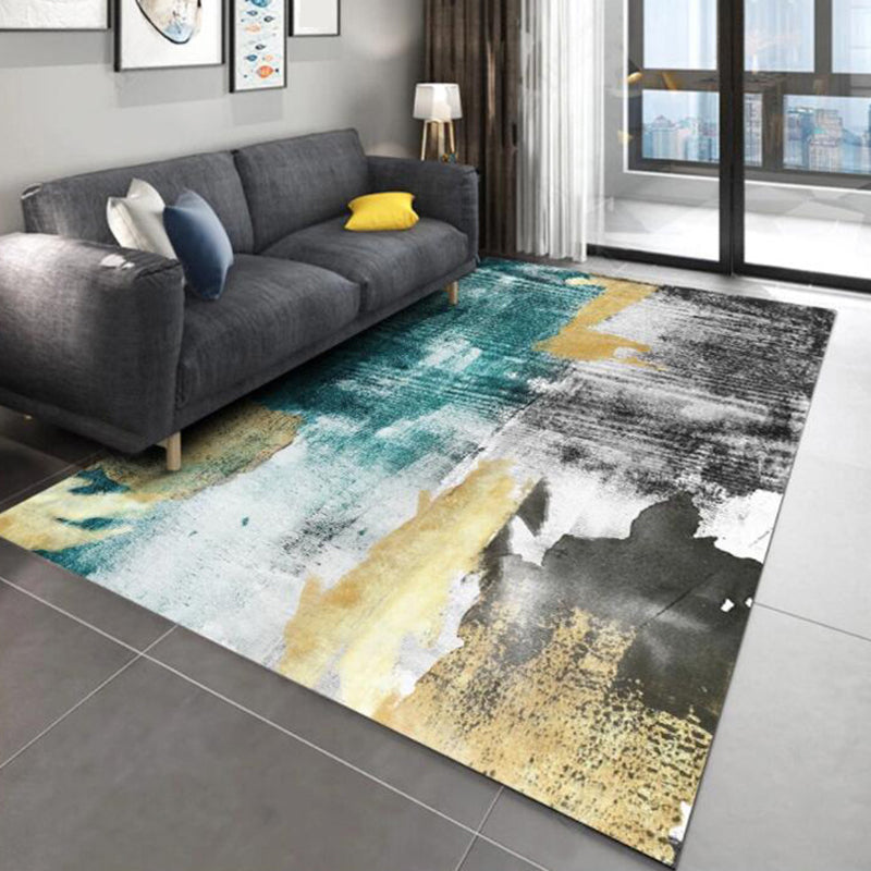 Multi Colored Parlor Rug Modern Watercolor Pattern Rug Polyester Machine Washable Non-Slip Backing Area Rug - Dark Gray - Clearhalo - 'Area Rug' - 'Rug' - 1897605