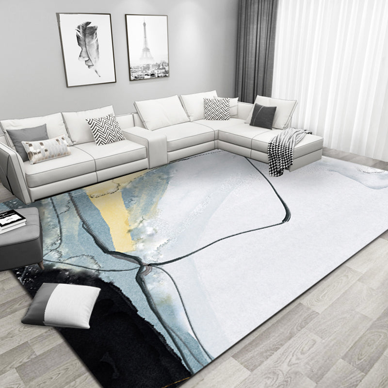 Multi Colored Parlour Rug Modern Abstract Rug Polyester Machine Washable Non-Slip Backing Area Rug - White - Clearhalo - 'Area Rug' - 'Rug' - 1897661