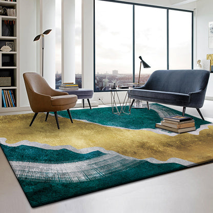 Industrial Study Rug Multi Colored Abstract Watercolor Pattern Rug Polyester Machine Washable Non-Slip Pet Friendly Area Rug