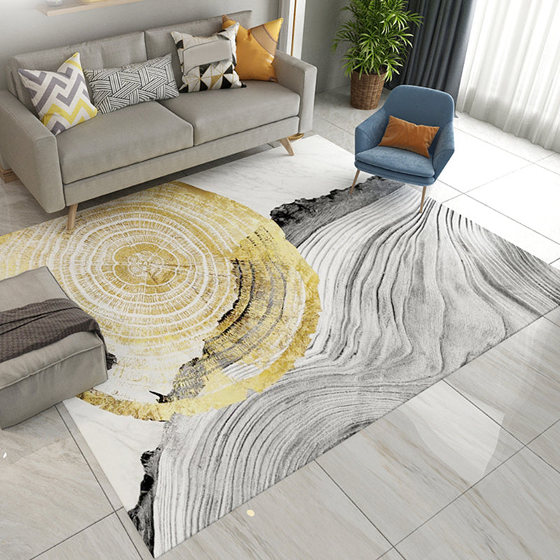 Multi-Color Swirl Striped Rug Polyester Industrial Rug Anti-Slip Backing Area Carpet for Bedroom - Yellow - Clearhalo - 'Area Rug' - 'Rug' - 1897699