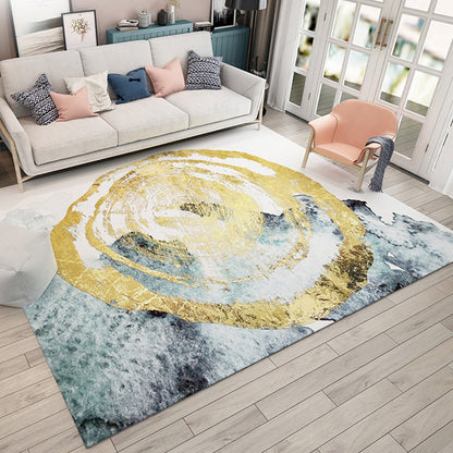 Multi-Color Swirl Striped Rug Polyester Industrial Rug Anti-Slip Backing Area Carpet for Bedroom - Blue - Clearhalo - 'Area Rug' - 'Rug' - 1897700