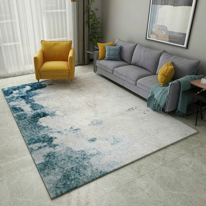 Blue and Grey Parlour Rug Modern Abstract Indoor Rug Polyester Machine Washable Non-Slip Backing Area Carpet - Ocean Blue - Clearhalo - 'Area Rug' - 'Rug' - 1897703