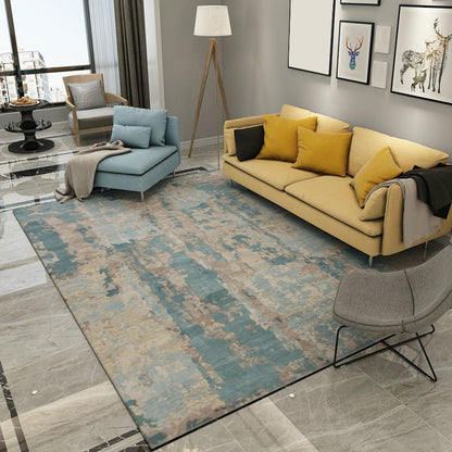 Blue and Grey Parlour Rug Modern Abstract Indoor Rug Polyester Machine Washable Non-Slip Backing Area Carpet - Sky Blue - Clearhalo - 'Area Rug' - 'Rug' - 1897710