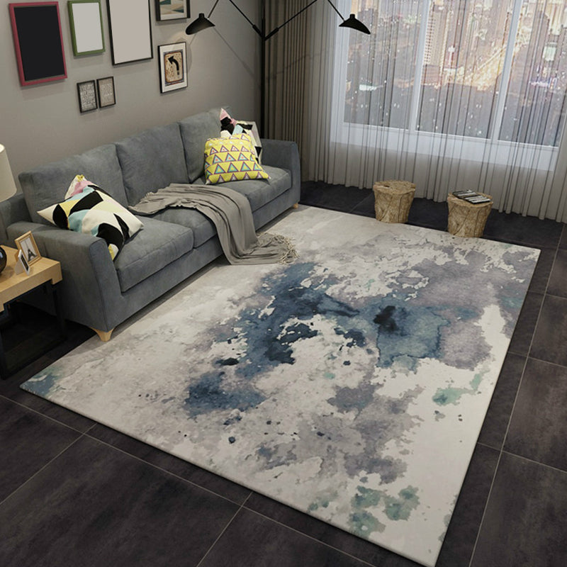 Blue and Grey Parlour Rug Modern Abstract Indoor Rug Polyester Machine Washable Non-Slip Backing Area Carpet - Blue - Clearhalo - 'Area Rug' - 'Rug' - 1897711