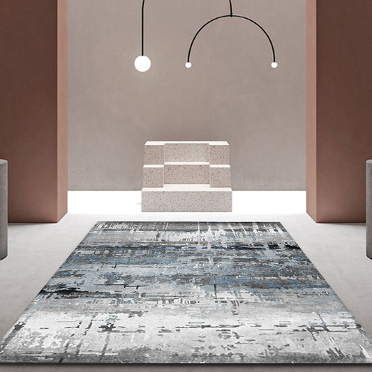 Creative Industrial Area Rug Polyester Gray Abstract Carpet Washable Pet Friendly Rug for Parlor