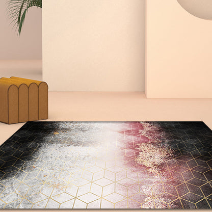 Modern Living Room Rug Black and Pink Abstract Rug Polyester Machine Washable Non-Slip Backing Pet Friendly Area Rug - Clearhalo - 'Area Rug' - 'Rug' - 1897896