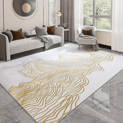 Industrial Rug Polyester Watercolor and Swirl Striped Pattern Rug Pet Friendly Washable Non-Slip Area Carpet for Bedroom