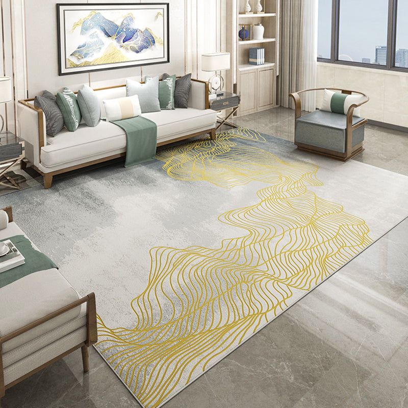Industrial Rug Polyester Watercolor and Swirl Striped Pattern Rug Pet Friendly Washable Non-Slip Area Carpet f - view 2