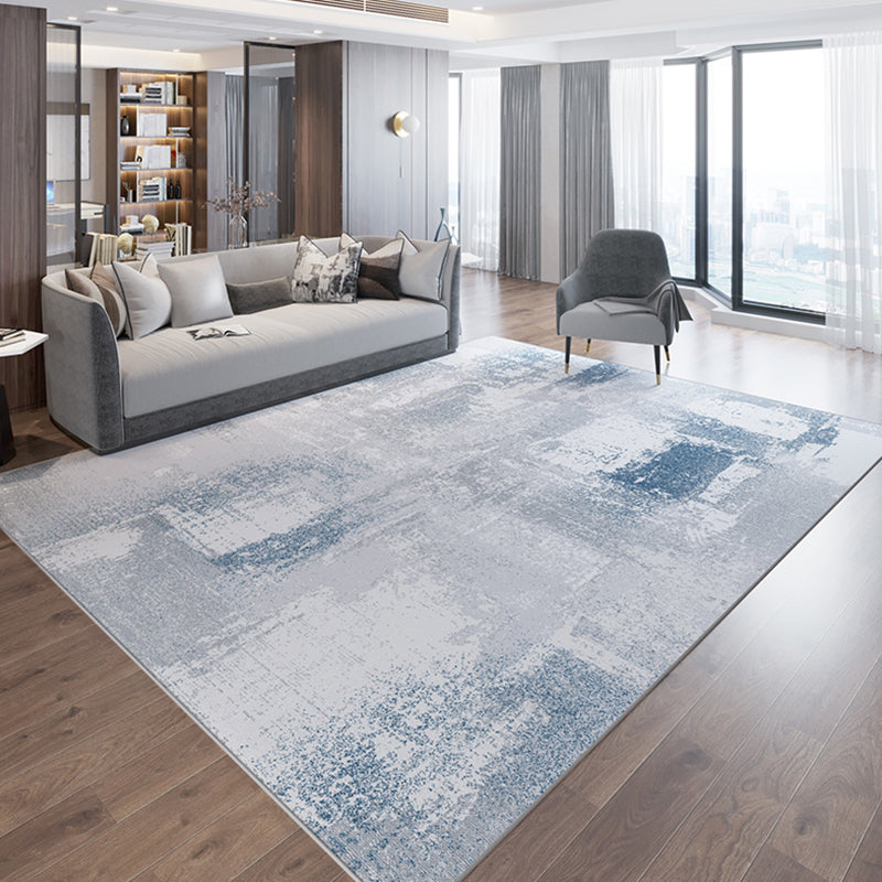 Grey and Brown Abstract Rug Polyester Industrial Rug Washable Anti-Slip Backing Pet Friendly Indoor Carpet for Bedroom