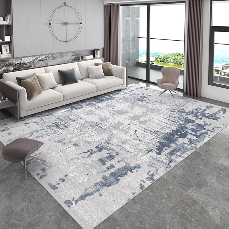 Grey and Brown Abstract Rug Polyester Industrial Rug Washable Anti-Slip Backing Pet Friendly Indoor Carpet for - view 3
