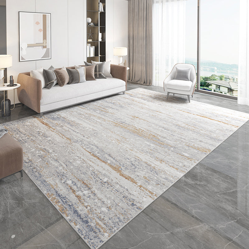 Grey and Brown Abstract Rug Polyester Industrial Rug Washable Anti-Slip Backing Pet Friendly Indoor Carpet for Bedroom