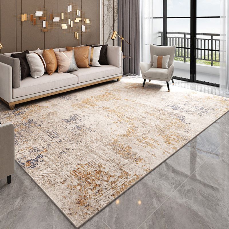 Grey and Brown Abstract Rug Polyester Industrial Rug Washable Anti-Slip Backing Pet Friendly Indoor Carpet for Bedroom