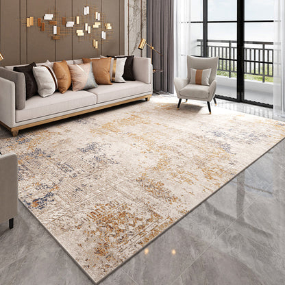 Grey and Brown Abstract Rug Polyester Industrial Rug Washable Anti-Slip Backing Pet Friendly Indoor Carpet for Bedroom