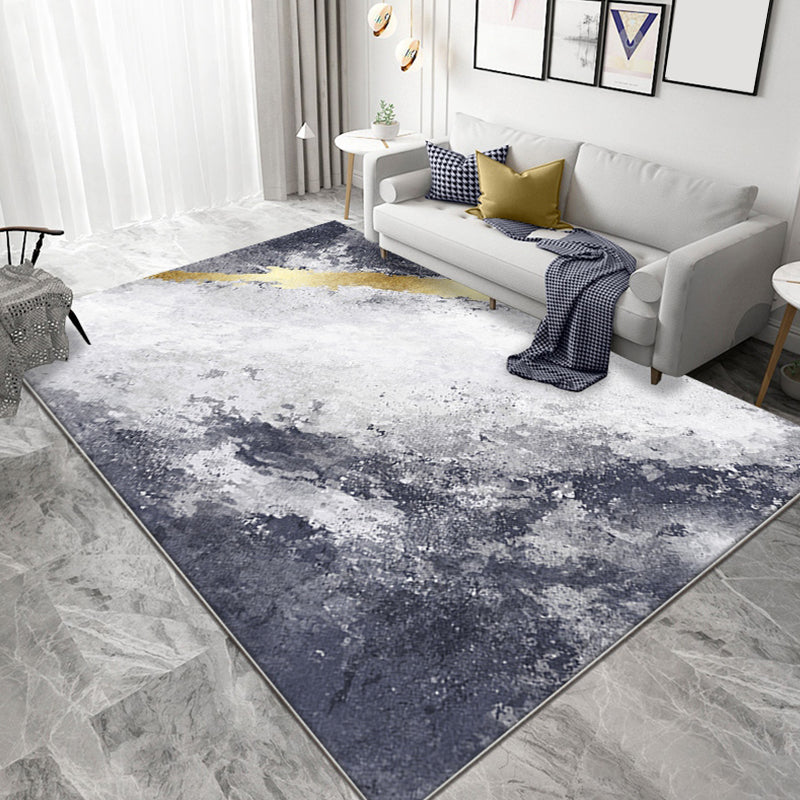 Gray Parlour Area Rug Contemporary Abstract Carpet Polyester Machine Washable Non-Slip Backing Rug - view 3
