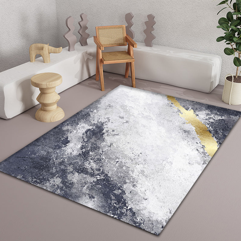 Gray Parlour Area Rug Contemporary Abstract Carpet Polyester Machine Washable Non-Slip Backing Rug - view 2